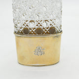 Edwardian Sterling Silver Gilt Cut Glass Hip Flask & Stirrup Cup Antique 1904 London