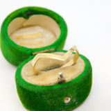 9ct Yellow Gold & Diamond Set Wishbone Dress Ring Vintage c1970