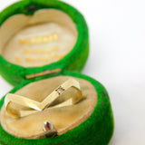 9ct Yellow Gold & Diamond Set Wishbone Dress Ring Vintage c1970