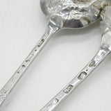 George I Pair of Sterling Silver Berry Pattern Dessert Spoons Antique 1722 London