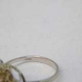 9ct White Gold, Pink & White Sapphire Floral Cluster Ring Vintage Birmingham