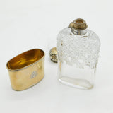 Edwardian Sterling Silver Gilt Cut Glass Hip Flask & Stirrup Cup Antique 1904 London
