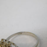 9ct White Gold, Pink & White Sapphire Floral Cluster Ring Vintage Birmingham