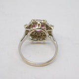 9ct White Gold, Pink & White Sapphire Floral Cluster Ring Vintage Birmingham