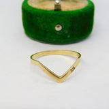 9ct Yellow Gold & Diamond Set Wishbone Dress Ring Vintage c1970
