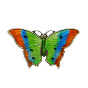 Edwardian Sterling Silver Guilloche Enamel Butterfly Sweetheart Brooch Antique c1910