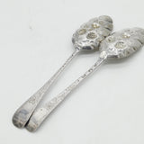 George I Pair of Sterling Silver Berry Pattern Dessert Spoons Antique 1722 London