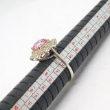 9ct White Gold, Pink & White Sapphire Floral Cluster Ring Vintage Birmingham
