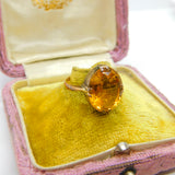 Victorian 9ct Yellow Gold Faceted Citrine Set Cocktail Ring c1890 Antique