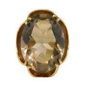 9ct Yellow Gold Faceted Smoky Quartz Cocktail Ring Vintage 1972 Birmingham