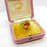 Victorian 9ct Yellow Gold Faceted Citrine Set Cocktail Ring c1890 Antique