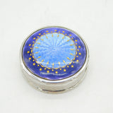 Edwardian Sterling Silver Guilloche Enamel Triket Box Antique 1908 Birmingham