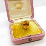 Victorian 9ct Yellow Gold Faceted Citrine Set Cocktail Ring c1890 Antique