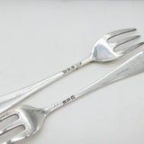 Boxed Pair of Sterling Silver Oyster Forks Antique 1920 London Art Deco