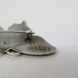 Edwardian Sterling Silver Guilloche Enamel Butterfly Sweetheart Brooch Antique c1910