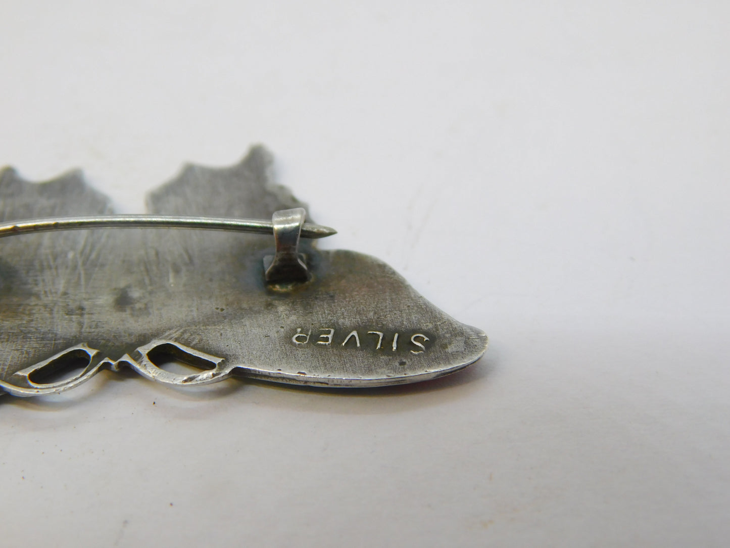 Edwardian Sterling Silver Guilloche Enamel Butterfly Sweetheart Brooch Antique c1910