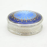 Edwardian Sterling Silver Guilloche Enamel Triket Box Antique 1908 Birmingham
