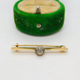 George III 18ct Yellow Gold & 0.2ct Old Cut Diamond Bar Brooch Antique c1820