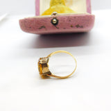 Victorian 9ct Yellow Gold Faceted Citrine Set Cocktail Ring c1890 Antique
