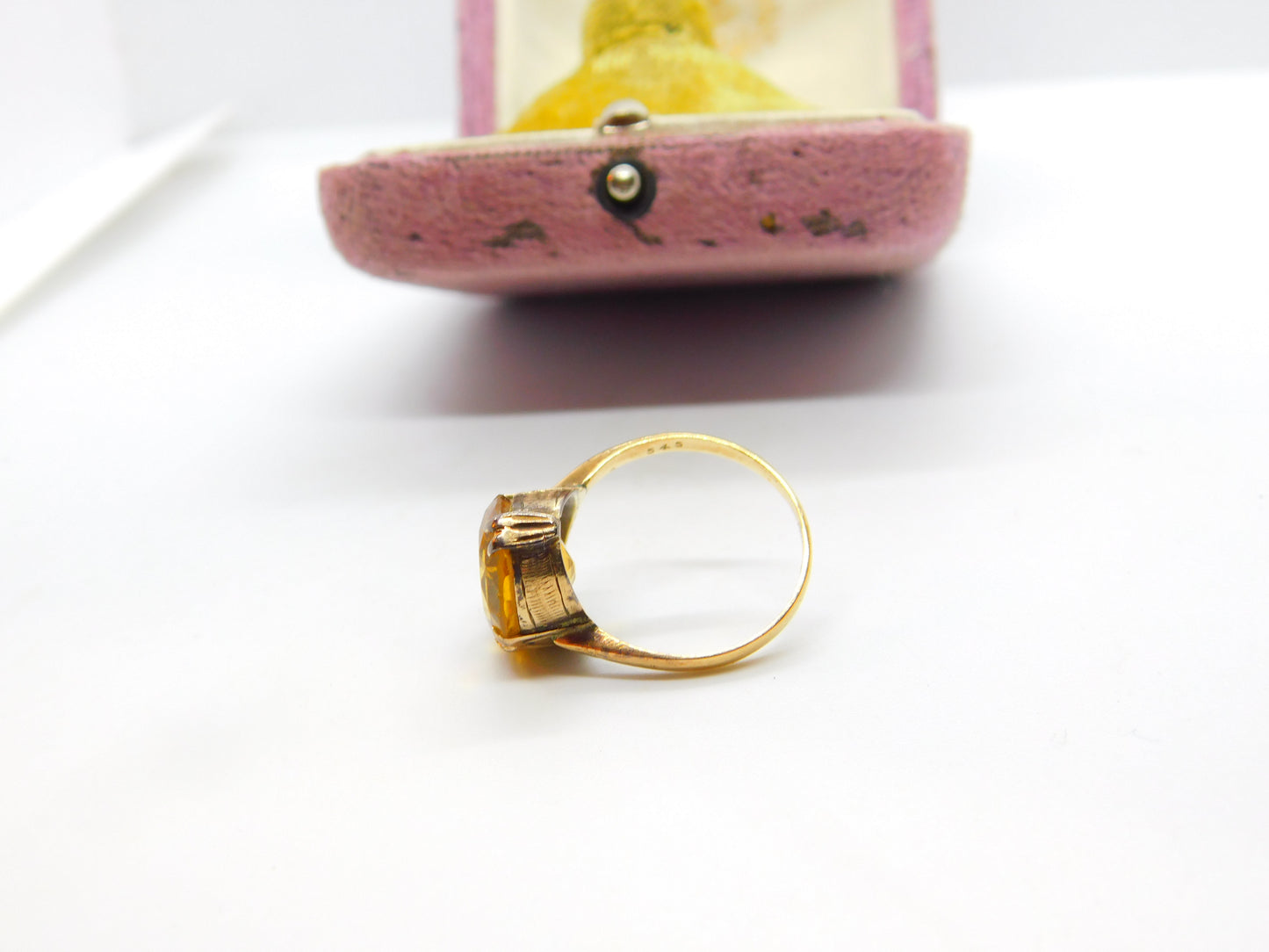 Victorian 9ct Yellow Gold Faceted Citrine Set Cocktail Ring c1890 Antique