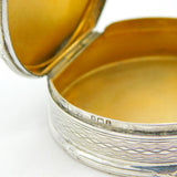 Edwardian Sterling Silver Guilloche Enamel Triket Box Antique 1908 Birmingham