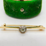 George III 18ct Yellow Gold & 0.2ct Old Cut Diamond Bar Brooch Antique c1820