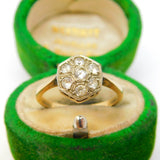 Edwardian 9ct Yellow Gold & Spinel Set Floral Dress Ring Antique c1910