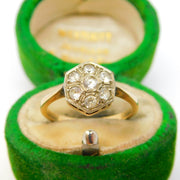 Edwardian 9ct Yellow Gold & Spinel Set Floral Dress Ring Antique c1910