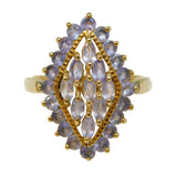 9ct Yellow Gold, Tanzanite & Diamond Cluster Ring Vintage c1970