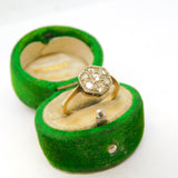 Edwardian 9ct Yellow Gold & Spinel Set Floral Dress Ring Antique c1910