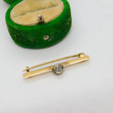 George III 18ct Yellow Gold & 0.2ct Old Cut Diamond Bar Brooch Antique c1820