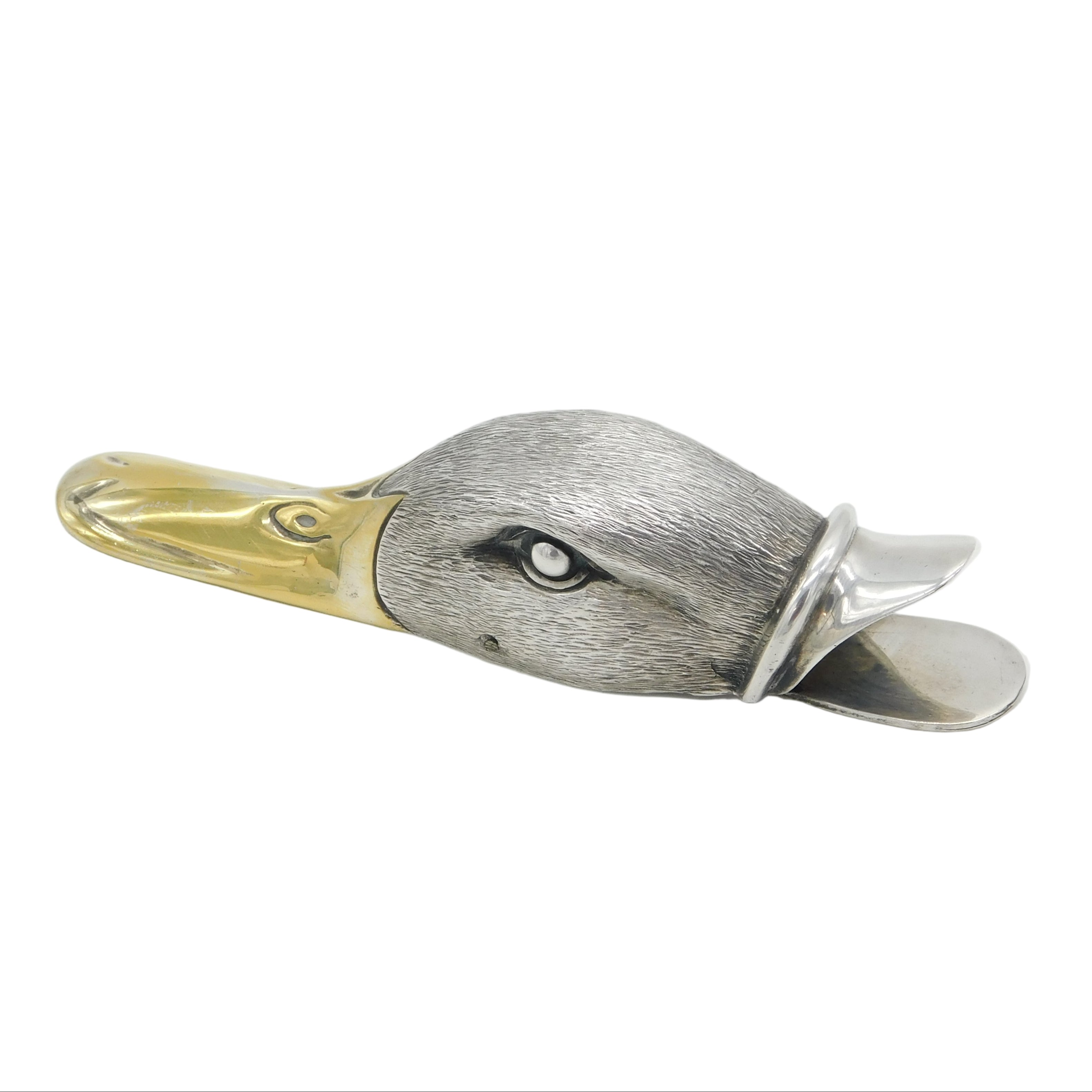 silver duck head desk paper clip vintage silver