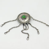 Arts & Crafts Sterling Silver Shield Form Cabochon Sewing Chatelaine Antique c1900