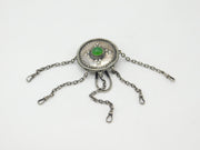 Arts & Crafts Sterling Silver Shield Form Cabochon Sewing Chatelaine Antique c1900