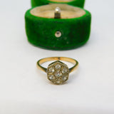 Edwardian 9ct Yellow Gold & Spinel Set Floral Dress Ring Antique c1910