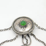 Arts & Crafts Sterling Silver Shield Form Cabochon Sewing Chatelaine Antique c1900
