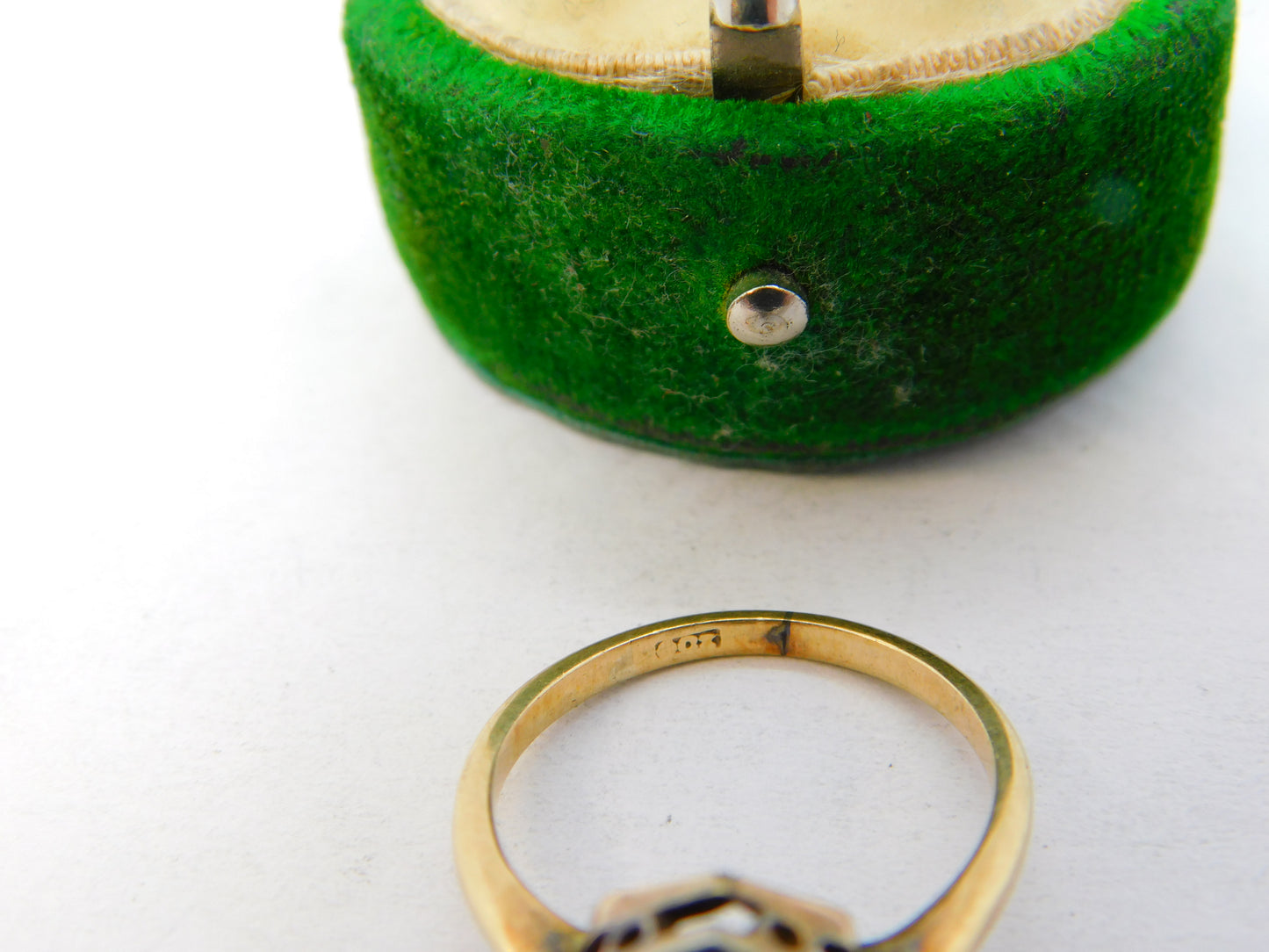Edwardian 9ct Yellow Gold & Spinel Set Floral Dress Ring Antique c1910