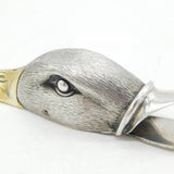 Cast Sterling Silver Novelty Duck Head Desk Paper Clip Vintage 1990 London William Comyns