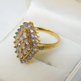9ct Yellow Gold, Tanzanite & Diamond Cluster Ring Vintage c1970