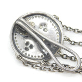 Arts & Crafts Sterling Silver Shield Form Cabochon Sewing Chatelaine Antique c1900