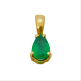 French 18ct Yellow Gold 0.3ct Pear Cut Emerald Drop Pendant Vintage c1960