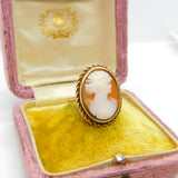 Victorian 9ct Yellow Gold Carved Shell Cameo Cocktail Ring c1880 Antique