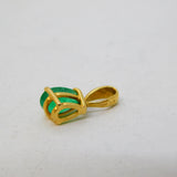 French 18ct Yellow Gold 0.3ct Pear Cut Emerald Drop Pendant Vintage c1960