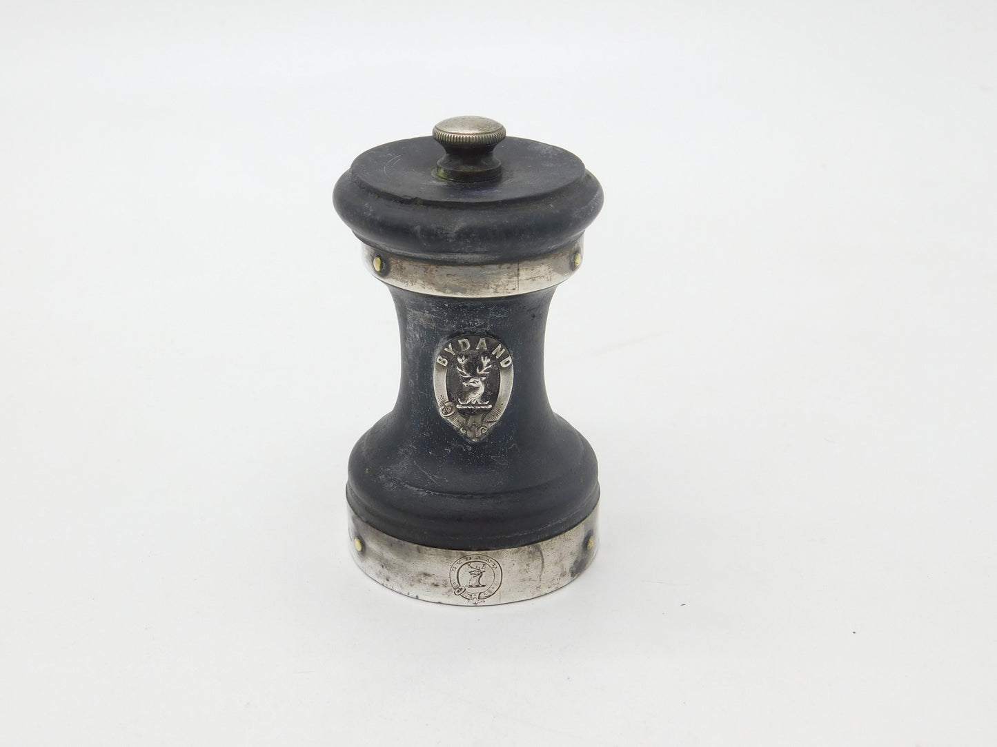 Edwardian Sterling Silver & Wooden 'Clan Gordon' Crested Pepper Shaker 1905 Birmingham