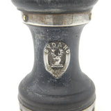 Edwardian Sterling Silver & Wooden 'Clan Gordon' Crested Pepper Shaker 1905 Birmingham