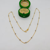 Italian 18ct Yellow & White Gold Bi-Colour Beaded Chain Necklace Vintage c1990