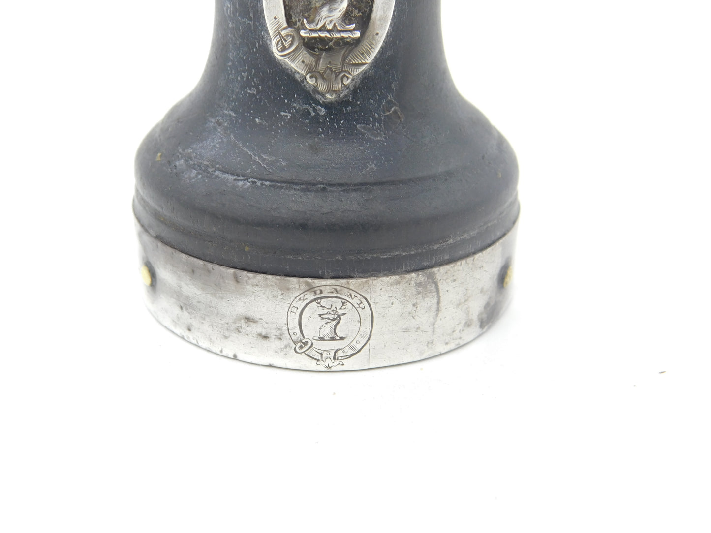 Edwardian Sterling Silver & Wooden 'Clan Gordon' Crested Pepper Shaker 1905 Birmingham