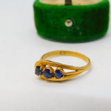 Victorian 18ct Yellow Gold & Graduating Sapphire Band Ring Antique c1900