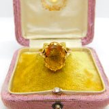 9ct Yellow Gold Citrine Set Cocktail Ring Antique c1920 Art Deco