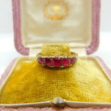 Victorian 15ct Yellow Gold & Five Stone Ruby Band Ring Antique c1890